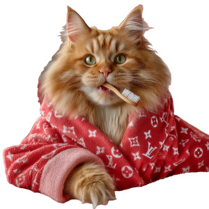 Red Cat In Robe Vinyl Car Decal Sticker – Waterproof & UV-Resistant 