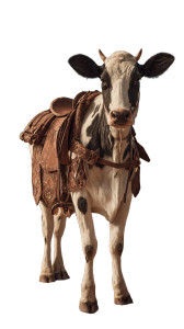 Saddled Desert Cow Vinyl Car Decal Sticker – Waterproof & UV-Resistant 