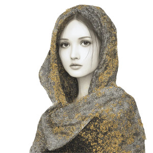 Golden Scarf Portrait Vinyl Car Decal Sticker – Waterproof & UV-Resistant 