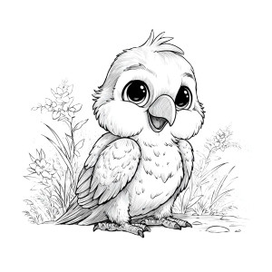 Baby Parrot Line Art Vinyl Car Decal Sticker – Waterproof & UV-Resistant 