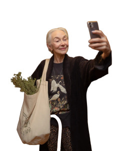 Elegant Elderly Selfie Vinyl Car Decal Sticker – Waterproof & UV-Resistant 