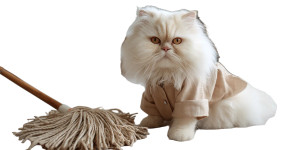 Cleaning Persian Cat Vinyl Car Decal Sticker – Waterproof & UV-Resistant 