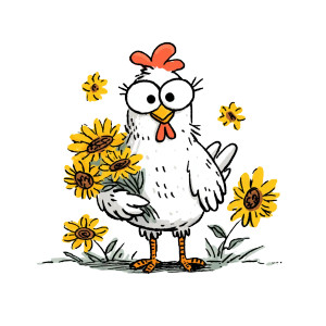 Cute Hen With Sunflowers Vinyl Car Decal Sticker – Waterproof & UV-Resistant 