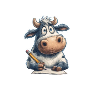 Cartoon Cow Writing Vinyl Car Decal Sticker – Waterproof & UV-Resistant 