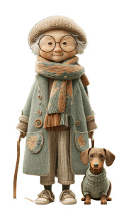 Whimsical Elderly Lady Vinyl Car Decal Sticker – Waterproof & UV-Resistant 