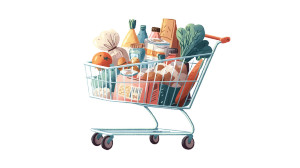 Shopping Cart Groceries Vinyl Car Decal Sticker – Waterproof & UV-Resistant 