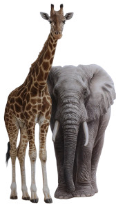 Giraffe And Elephant Vinyl Car Decal Sticker – Waterproof & UV-Resistant 