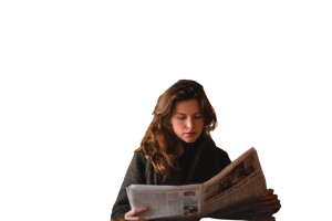 Woman Reading Newspaper V3 Vinyl Car Decal Sticker – Waterproof & UV-Resistant 