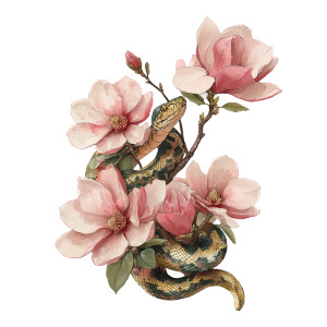 Retro Snake Magnolia Vinyl Car Decal Sticker – Waterproof & UV-Resistant 