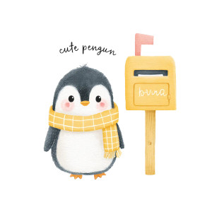 Cute Penguin Illustration V3 Vinyl Car Decal Sticker – Waterproof & UV-Resistant 