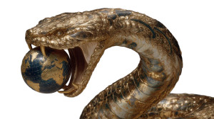 Golden Snake Globe Vinyl Car Decal Sticker – Waterproof & UV-Resistant 