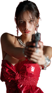 Asian Woman With Gun Vinyl Car Decal Sticker – Waterproof & UV-Resistant 