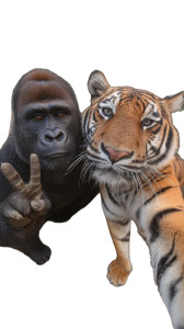 Gorilla Tiger Peace Vinyl Car Decal Sticker – Waterproof & UV-Resistant 