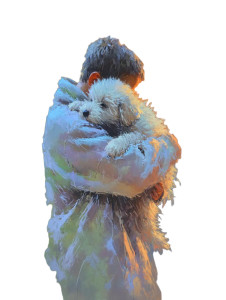 Child And Puppy Vinyl Car Decal Sticker – Waterproof & UV-Resistant 