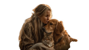 Woman With Pets Vinyl Car Decal Sticker – Waterproof & UV-Resistant 