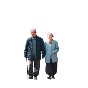 Elderly Couple Strolling V3 Vinyl Car Decal Sticker – Waterproof & UV-Resistant 