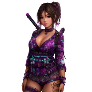 Purple Kimono Warrior Vinyl Car Decal Sticker – Waterproof & UV-Resistant 