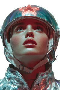 Astronaut Woman Portrait Vinyl Car Decal Sticker – Waterproof & UV-Resistant 