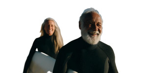 Elderly Surfing Couple Vinyl Car Decal Sticker – Waterproof & UV-Resistant Elderly Surfing Couple Vinyl Car Decal Sticker – Waterproof & UV-Resistant