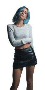 Blue-Haired Young Woman Vinyl Car Decal Sticker – Waterproof & UV-Resistant 