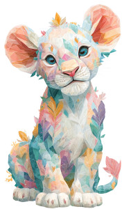 Cute Geometric Lion Vinyl Car Decal Sticker – Waterproof & UV-Resistant 