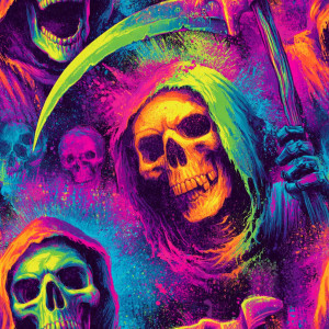 Neon Grim Reaper V2 Vinyl Car Decal Sticker – Waterproof & UV-Resistant 