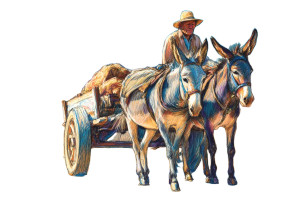 Donkey Cart Journey Vinyl Car Decal Sticker – Waterproof & UV-Resistant 