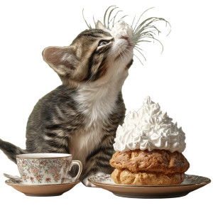 Cute Kitten With Cake Vinyl Car Decal Sticker – Waterproof & UV-Resistant 