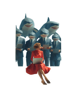 Sharks In Suits Vinyl Car Decal Sticker – Waterproof & UV-Resistant Sharks In Suits Vinyl Car Decal Sticker – Waterproof & UV-Resistant
