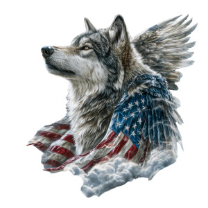 Majestic Flag Wolf Vinyl Car Decal Sticker – Waterproof & UV-Resistant 