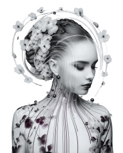 Futuristic Sakura Woman Vinyl Car Decal Sticker – Waterproof & UV-Resistant 