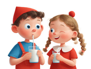 Cheerful Milk-Drinking Duo Vinyl Car Decal Sticker – Waterproof & UV-Resistant 