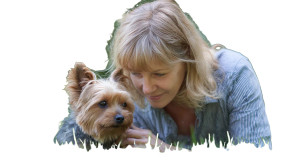 Woman Petting Yorkie Vinyl Car Decal Sticker – Waterproof & UV-Resistant 