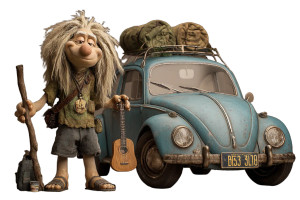 Smiling Hairy Hippy Vinyl Car Decal Sticker – Waterproof & UV-Resistant 