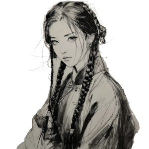 Chinese Girl Braids Vinyl Car Decal Sticker – Waterproof & UV-Resistant 