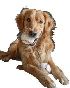 Golden Retriever With Baseball Vinyl Car Decal Sticker – Waterproof & UV-Resistant 