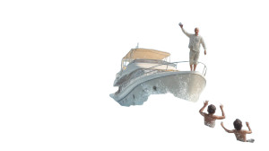 Bald Man On Yacht Vinyl Car Decal Sticker – Waterproof & UV-Resistant 