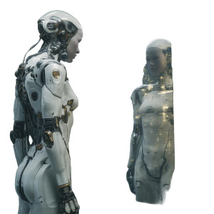 Young Cyborg Reflection Vinyl Car Decal Sticker – Waterproof & UV-Resistant 