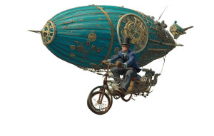 Steampunk Airship Rider Vinyl Car Decal Sticker – Waterproof & UV-Resistant 