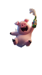 Tipsy Cartoon Pig Vinyl Car Decal Sticker – Waterproof & UV-Resistant 