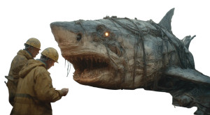 Monstrous Shark Scene Vinyl Car Decal Sticker – Waterproof & UV-Resistant 