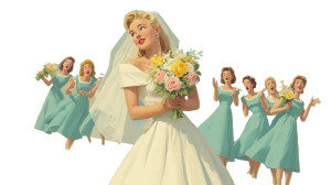 Blonde Bride Bouquet Vinyl Car Decal Sticker – Waterproof & UV-Resistant 