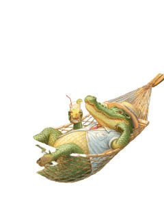 Alligator With Cocktail Vinyl Car Decal Sticker – Waterproof & UV-Resistant 