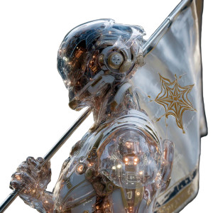 Glass Cyborg Knight Vinyl Car Decal Sticker – Waterproof & UV-Resistant 