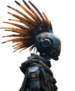 Cyberpunk Feathered Robot Vinyl Car Decal Sticker – Waterproof & UV-Resistant 