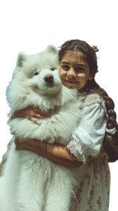 Girl Hugging Samoyed Vinyl Car Decal Sticker – Waterproof & UV-Resistant 