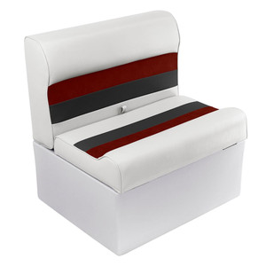 WISE Seating Deluxe Boat Seat | White/Red | Weather-Resistant, UV Inhibitors, Spacious Storage