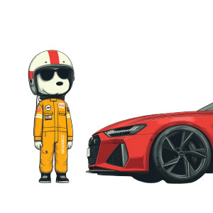 Snoopy With Rs6 Vinyl Car Decal Sticker – Waterproof & UV-Resistant 