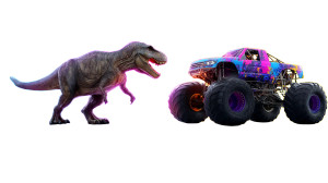 Dino Vs Truck Vinyl Car Decal Sticker – Waterproof & UV-Resistant 