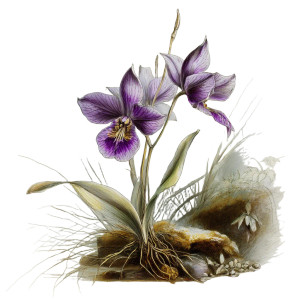 Victorian Orchid Illustration Vinyl Car Decal Sticker – Waterproof & UV-Resistant 